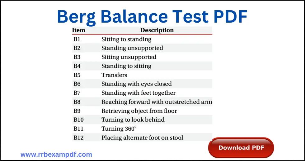Berg Balance Test PDF