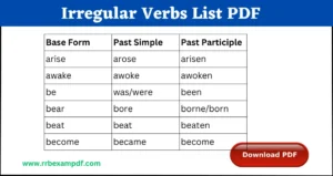 Read more about the article Irregular Verbs List PDF