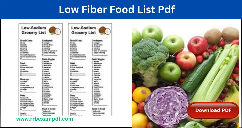 Low Fiber Food List Pdf