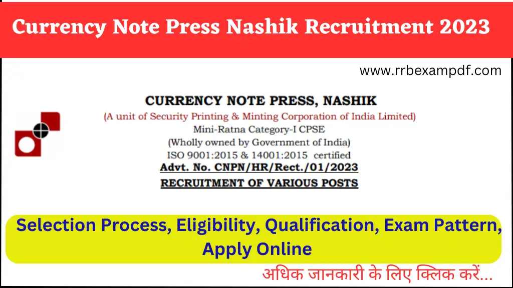 Currency Note Press Recruitment 2023